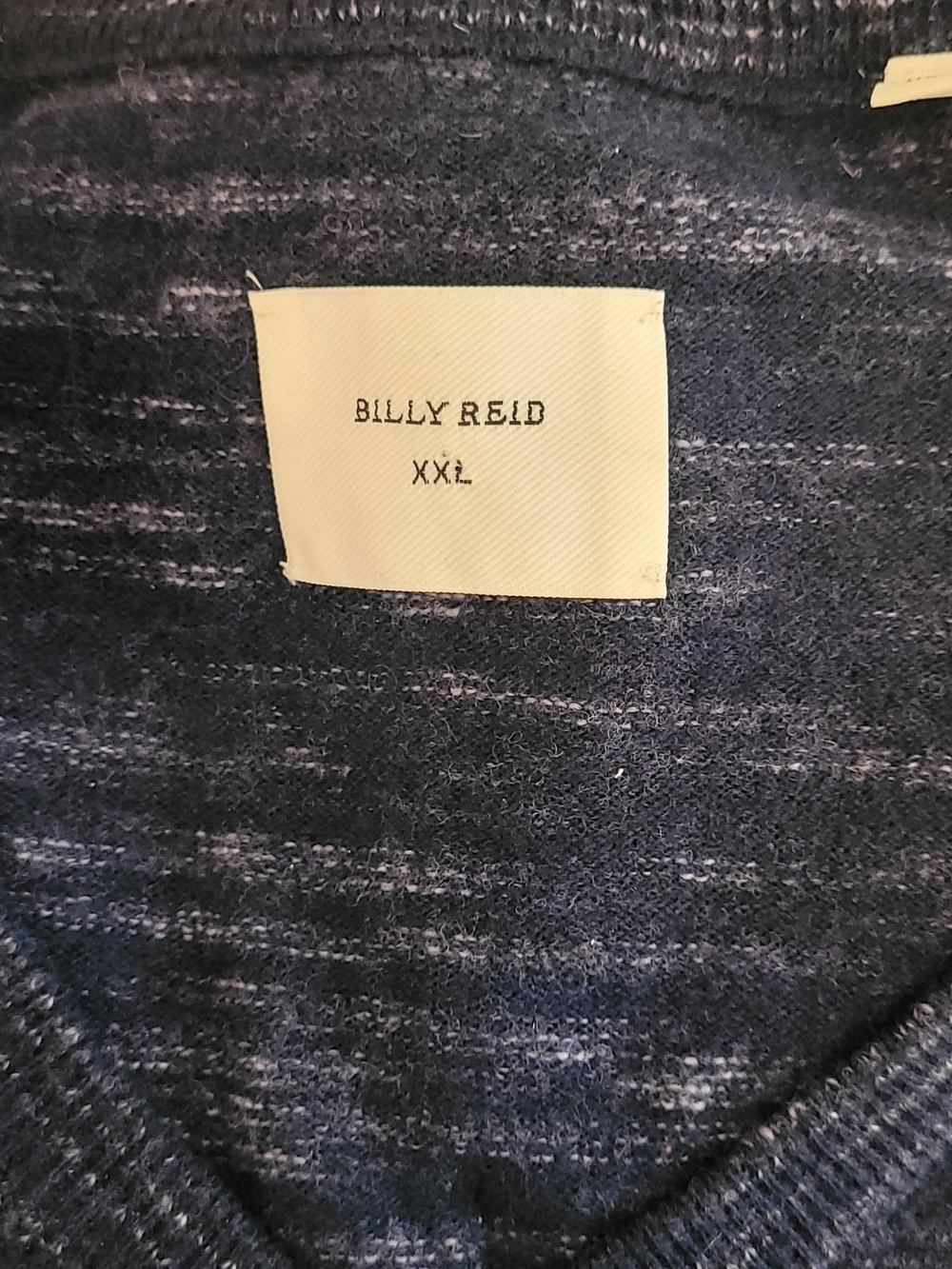 Billy Reid Navy Heathered V-Neck Sweater Top